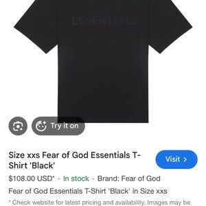 Fear of God Essentials Core Black Tee